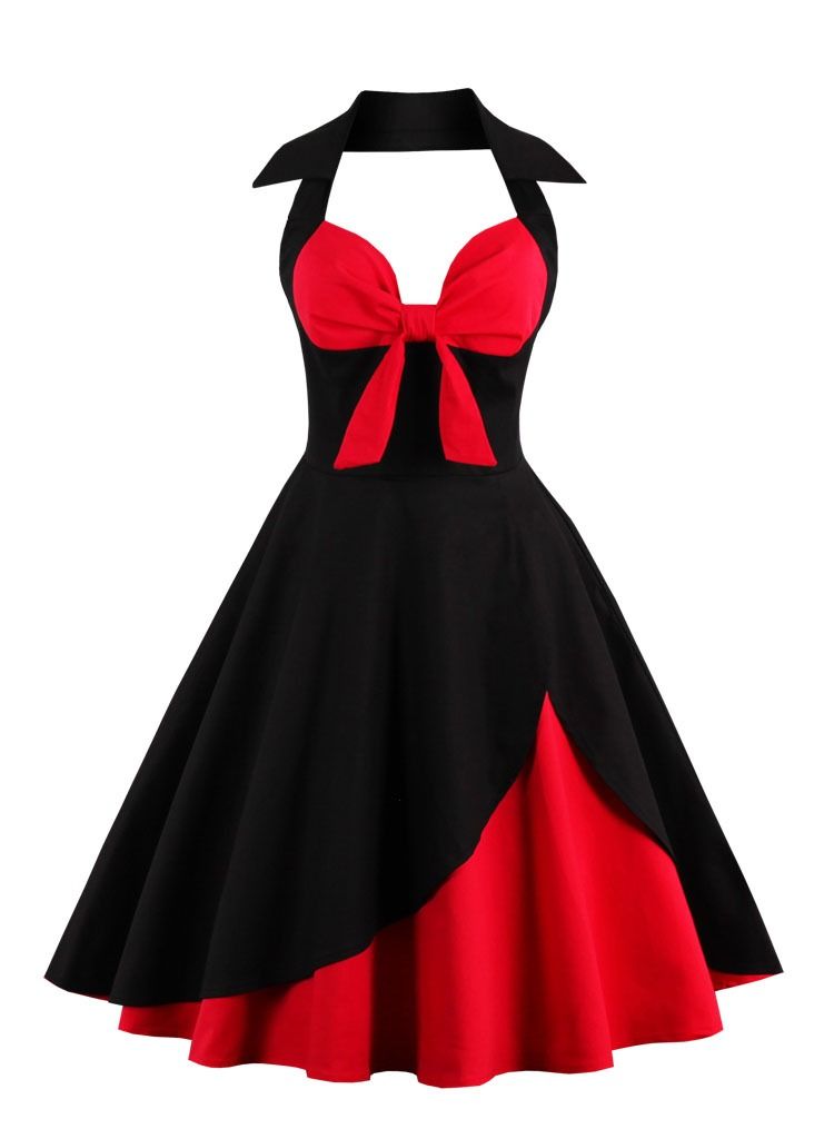 فستان A-Line مزين بأقواس أنيقة - Image 1