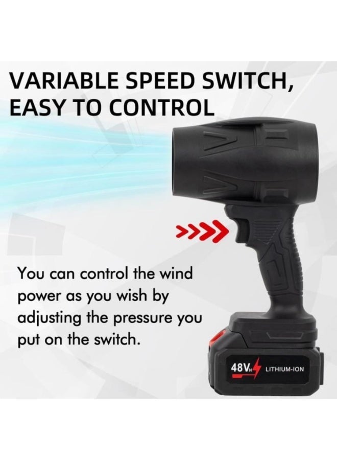Turbo Jet Blower, Cordless Turbo Super Power Air Duster, Stepless Speed Regulation Jet Dry Blower Car Drying, Car Dryer Air Blower (Black) - Image 2