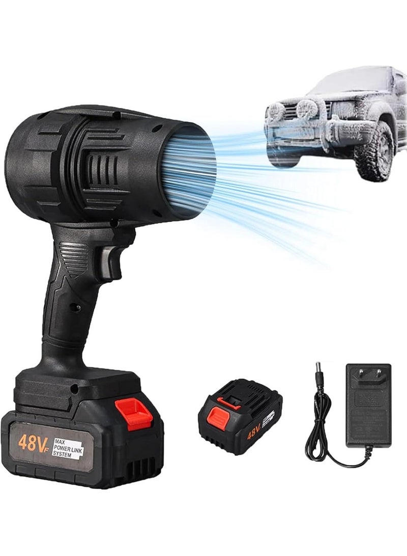 Turbo Jet Blower, Cordless Turbo Super Power Air Duster, Stepless Speed Regulation Jet Dry Blower Car Drying, Car Dryer Air Blower (Black) - Image 1