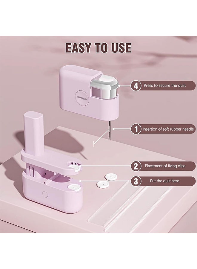مسدس خياطة سريع للملابس والبطانيات – لتثبيت أغطية اللحاف والبطانيات – سهل الاستخدام، مشبك قابل لإعادة الاستخدام لمنع الانزلاق – لللحاف والملابس (بنفسجي) - Image 2