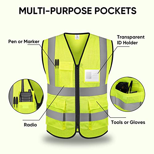 TICONN Reflective Safety Vest High Visibility Class II Mesh Vest for Women & Men Meets ANSI Standards (1PK, Yellow, L) - Image 5