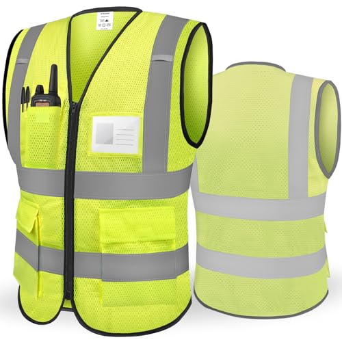 TICONN Reflective Safety Vest High Visibility Class II Mesh Vest for Women & Men Meets ANSI Standards (1PK, Yellow, L) - Image 2