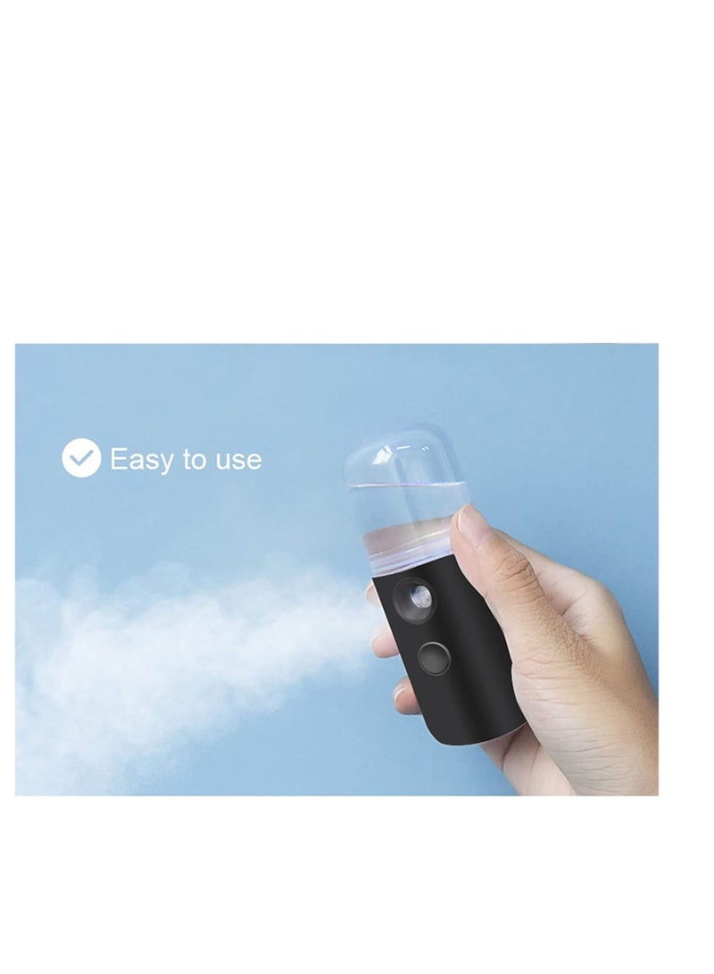 Generic Nano Mist Sprayer Moisturizing Nano Facial Mister Portable Mini Nano Mister Handy Hydrating Sprayer for Eyelash Extensions Skin Care Make up 1oz 30ml Visual Water Tank Black  - Image 3