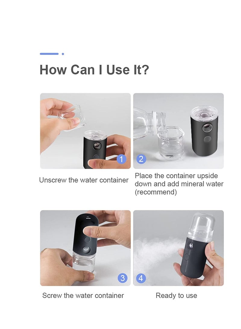 Generic Nano Mist Sprayer Moisturizing Nano Facial Mister Portable Mini Nano Mister Handy Hydrating Sprayer for Eyelash Extensions Skin Care Make up 1oz 30ml Visual Water Tank Black  - Image 5