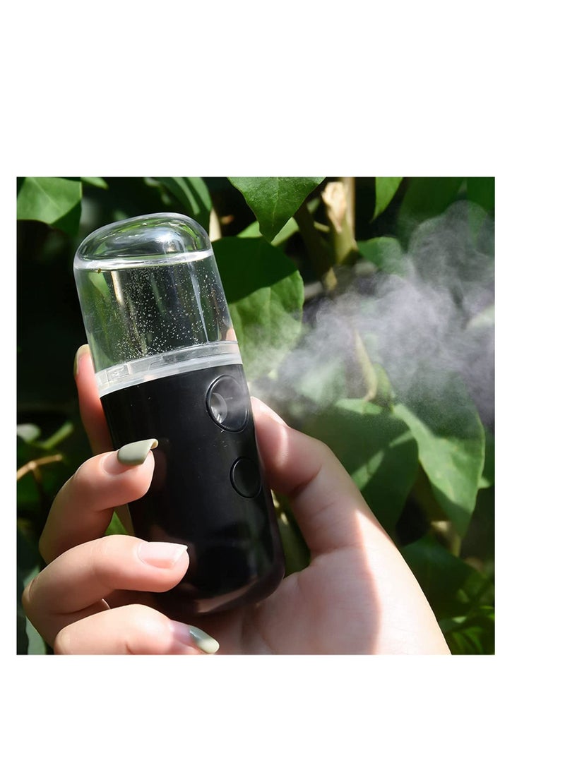 Generic Nano Mist Sprayer Moisturizing Nano Facial Mister Portable Mini Nano Mister Handy Hydrating Sprayer for Eyelash Extensions Skin Care Make up 1oz 30ml Visual Water Tank Black  - Image 2