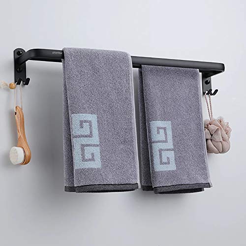 Plantex Space Aluminium Towel Rod/Towel Hanger with Hooks for Bathroom/Towel Holder/Stand/Bathroom Accessories - 24 Inch (Black) - Image 3