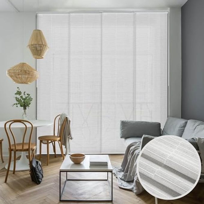 ADJUSTABLE SLIDING DOOR BLINDS VERTICAL PATIO DOOR BLINDS PANEL TRACK WINDOW BLINDS EXTENDABLE TRACK FROM 458 TO 86 W TRIMMABLE PANEL CURTAINS UP TO 96 SEMIPRIVACY ZIPPER