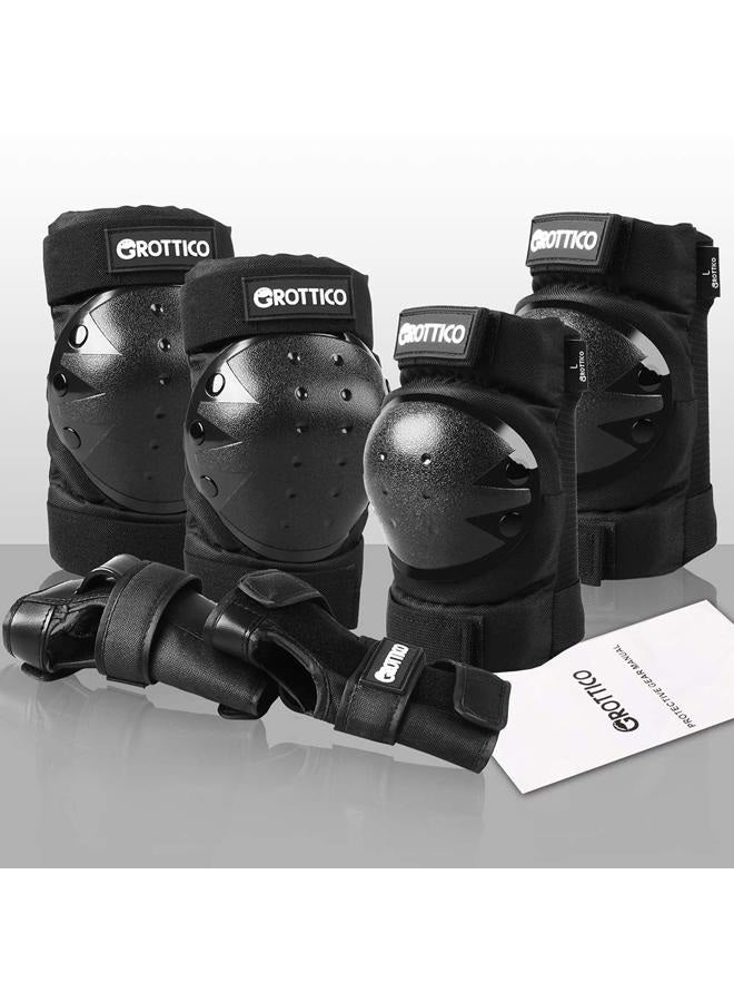 GROTTICO Adult-Youth-Kids Knee-Elbow-Pads Wrist-Guards - Skateboard Roller Inline Ice Skate BMX Bike Scooter Protective Gear Set - Image 1