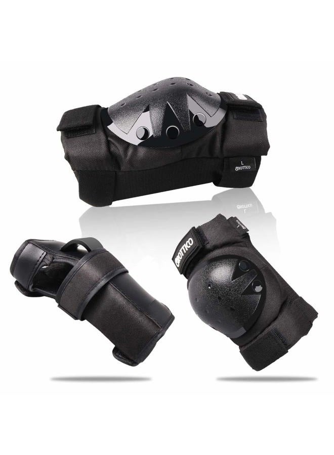 GROTTICO Adult-Youth-Kids Knee-Elbow-Pads Wrist-Guards - Skateboard Roller Inline Ice Skate BMX Bike Scooter Protective Gear Set - Image 2