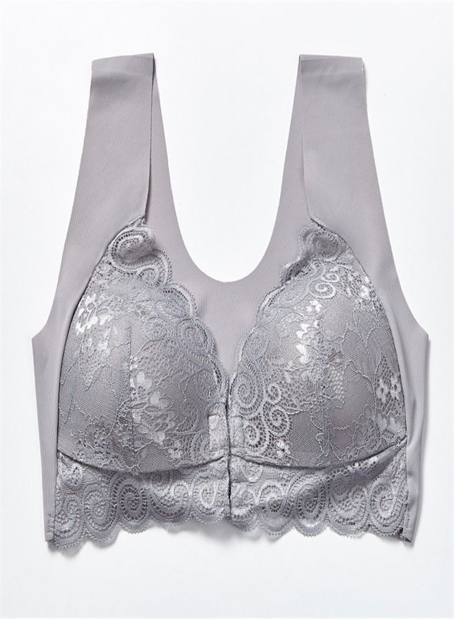 Loquat Buttoned Back Large Adjustable Bra Grey 
