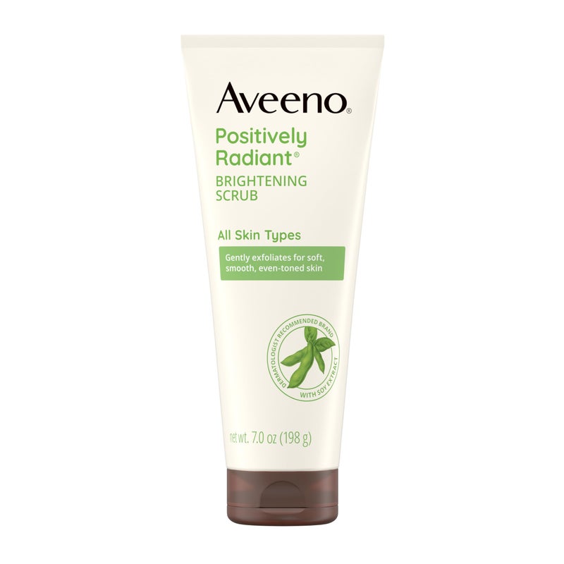 Aveeno Positively Radiant Skin Brightening Exfoliating Daily Facial Scrub, Moisture-Rich Soy Extract, helps improve skin tone & texture, Oil-& Soap-Free, Hypoallergenic, 7 oz - Image 1