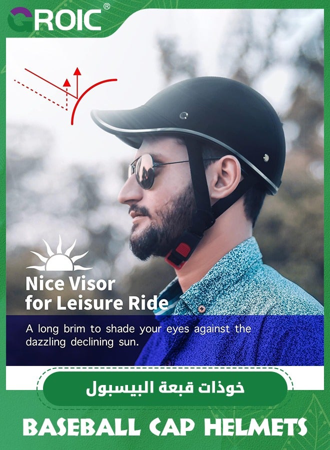 GROIC Bike Helmet for Adults, Baseball Helmets Bike Helmet, ABS Leather Cycling Safety Helmet with Adjustable Strap Urban Baseball Cap Style Bicycle Helmet for Men Women - Image 2