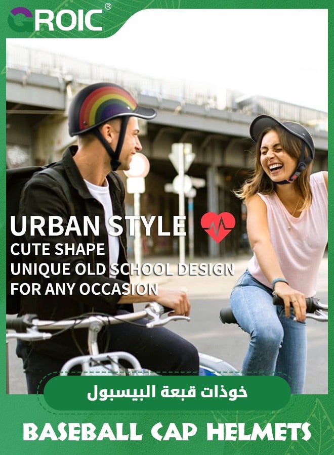 GROIC Bike Helmet for Adults, Baseball Helmets Bike Helmet, ABS Leather Cycling Safety Helmet with Adjustable Strap Urban Baseball Cap Style Bicycle Helmet for Men Women - Image 5