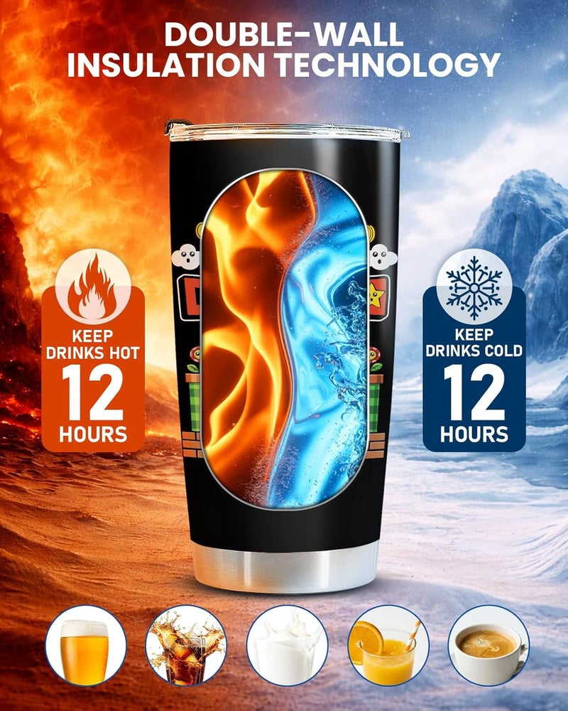 34HD Insulated Coffee Tumbler - Funny Daddio Retro Aesthetic Design - 20oz Stainless Steel Travel Mug with Lid - Fathers Day Birthday Gift for Dad, Men, Adults - Image 4