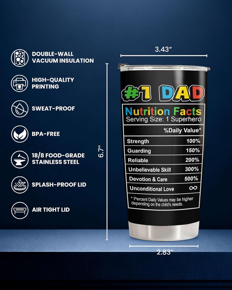 34HD Insulated Coffee Tumbler - Funny Daddio Retro Aesthetic Design - 20oz Stainless Steel Travel Mug with Lid - Fathers Day Birthday Gift for Dad, Men, Adults - Image 2