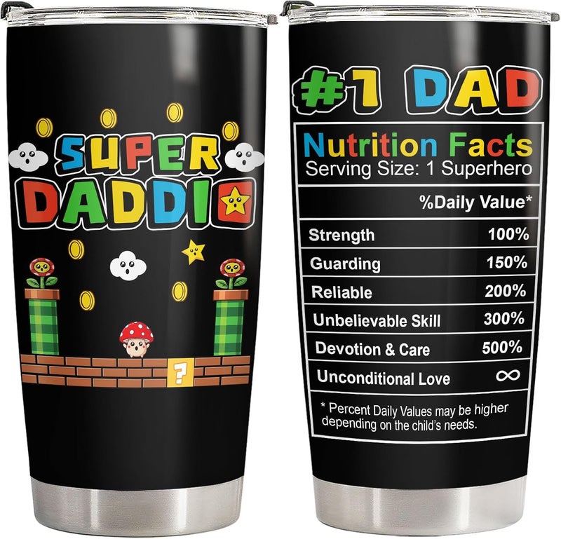 34HD Insulated Coffee Tumbler - Funny Daddio Retro Aesthetic Design - 20oz Stainless Steel Travel Mug with Lid - Fathers Day Birthday Gift for Dad, Men, Adults - Image 1