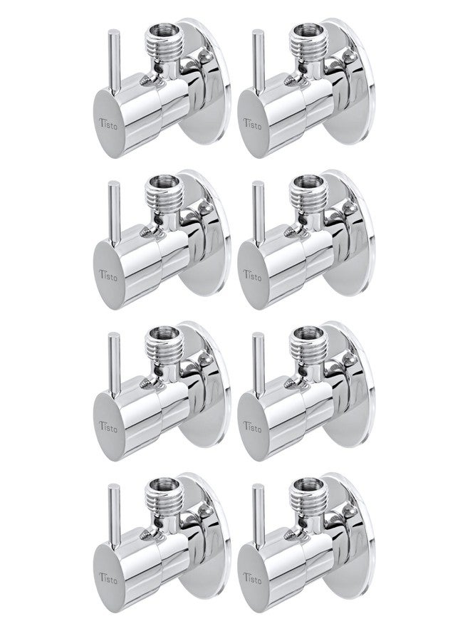 Tisto 7 Years Warranty Brass Angle Valve Tap Faucet with Wall Flange for Bathroom Toilet Wash Basin Geyser, Chrome Finish, Suitable for Hot Cold Water, Angle Cock, Stop Cock, Pack of 8 - Image 1