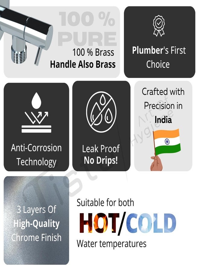 Tisto 7 Years Warranty Brass Angle Valve Tap Faucet with Wall Flange for Bathroom Toilet Wash Basin Geyser, Chrome Finish, Suitable for Hot Cold Water, Angle Cock, Stop Cock, Pack of 8 - Image 2