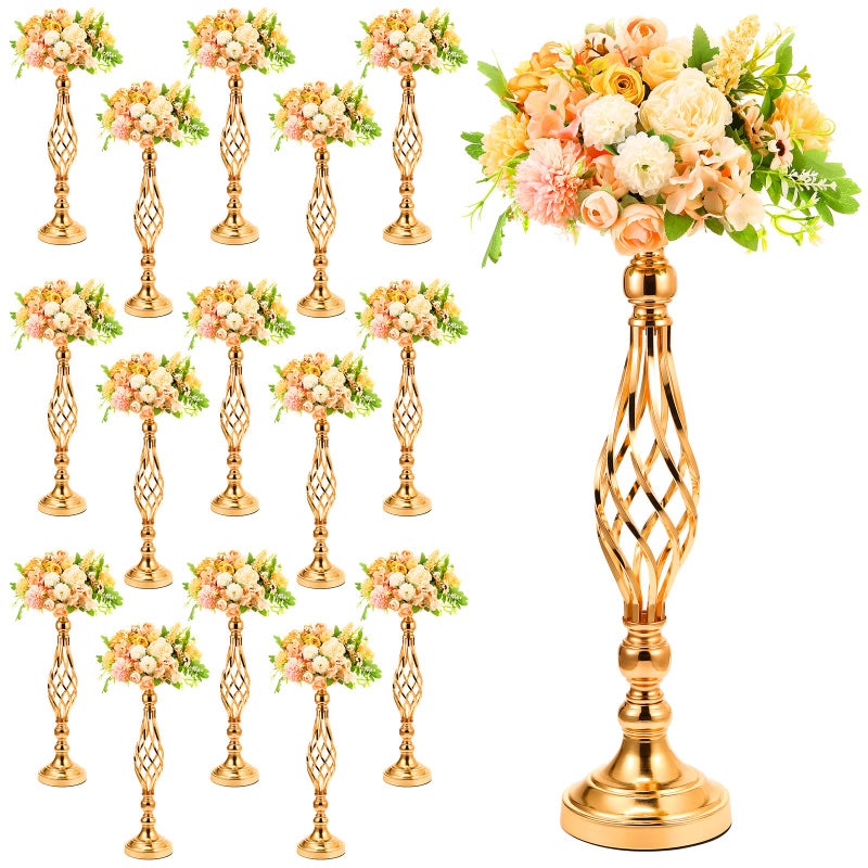 Rtteri Rtteri 20 Pcs Metal Flower Arrangement Stand Wedding Flower Centerpieces Stand Elegant Metal Flower Vase Candelabra Candle Holder for Wedding Reception Table Decor Party Hotel Home DecorGold 