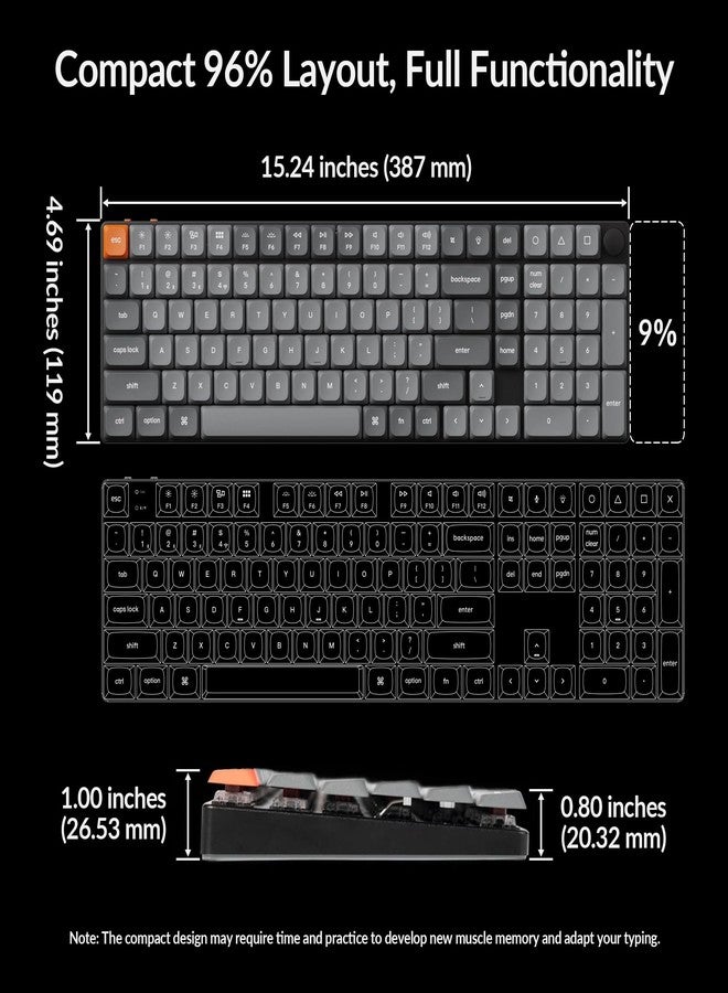 Keychron K17 Max 96% Layout QMK/Launcher Ultra-Slim Wireless/Type-C Wired Mechanical Keyboard with RGB Backlit, Low-Profile Gateron Mechanical Brown Switch Compatible with Mac Windows - Image 5