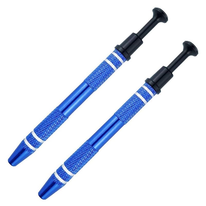 JZS 2 Pcs Stainless Steel 4-Claw Pick up Tool for Small Parts Pickup, 4 Prongs Grabber for Tiny Objects in Home, Office - IC Chip, Electronic Components, Hex Nuts, Jewlery Making Accessory (Blue) - Image 1