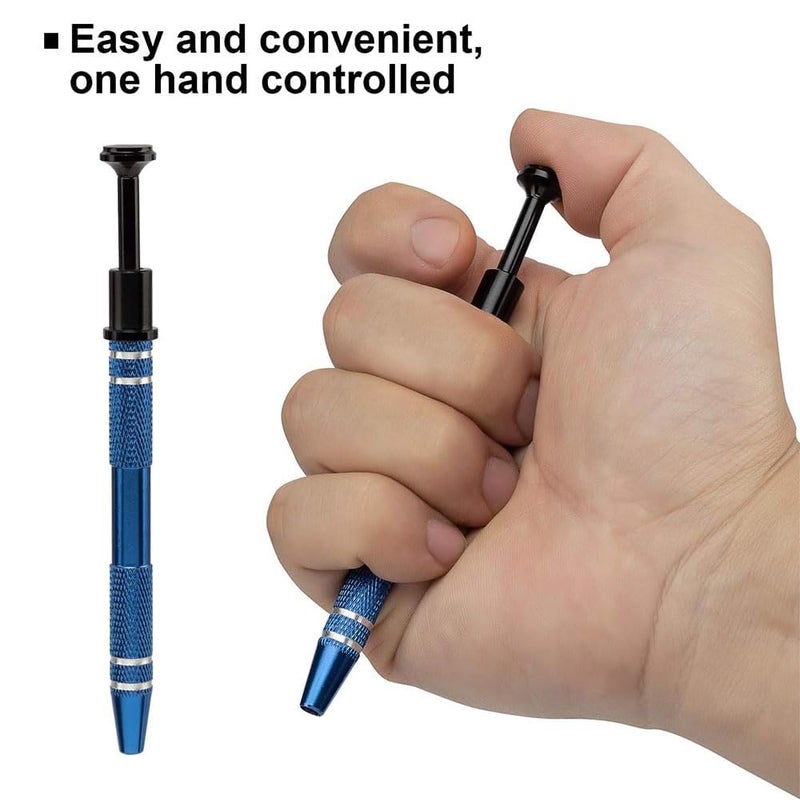 JZS 2 Pcs Stainless Steel 4-Claw Pick up Tool for Small Parts Pickup, 4 Prongs Grabber for Tiny Objects in Home, Office - IC Chip, Electronic Components, Hex Nuts, Jewlery Making Accessory (Blue) - Image 3