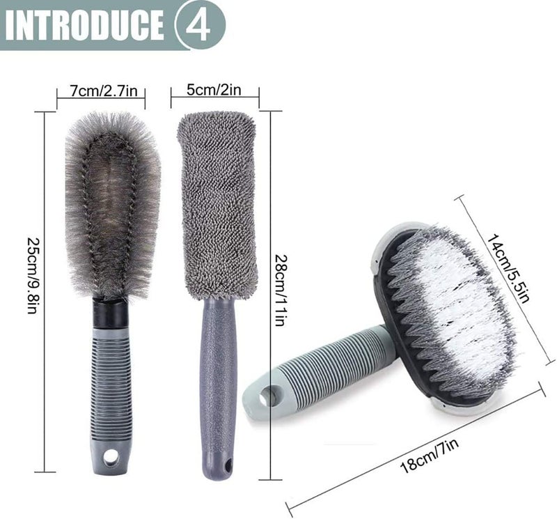 Showay 3 Pack Car Wheel Cleaning Brush Kit - Wheel Brush, Tyre Brush, Rim Cleaner - Image 2