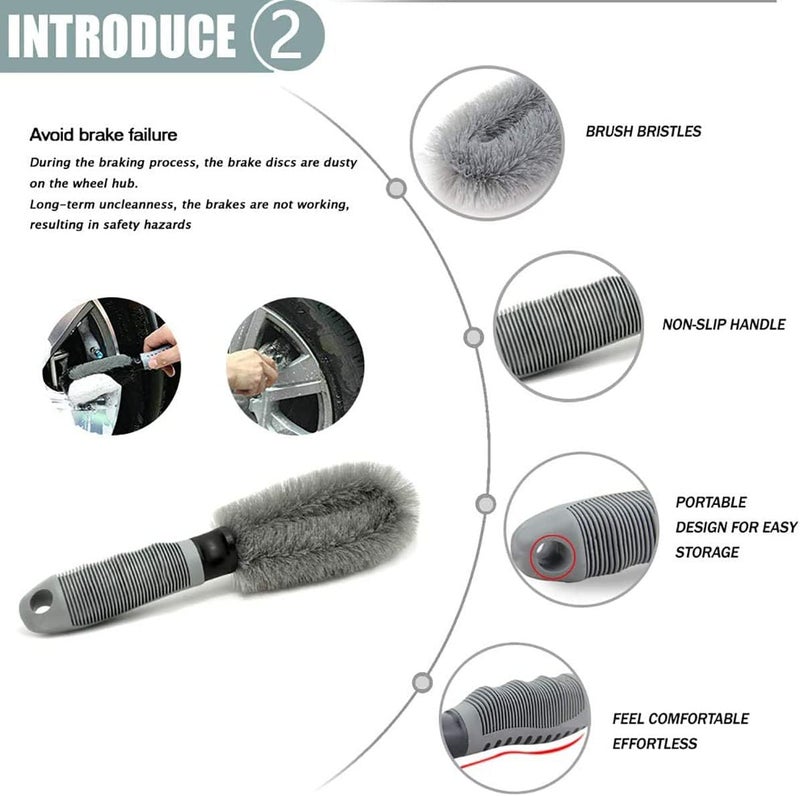 Showay 3 Pack Car Wheel Cleaning Brush Kit - Wheel Brush, Tyre Brush, Rim Cleaner - Image 4