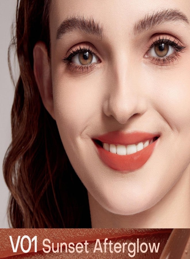 Mistine Makeup Velvet Lip Gloss Matte Lip Cream Liquid Lipstick Softening with Hyaluronic Acid Lip Tint, Non-Sticky Lightweight Lip Color V01 Sunset Afterglow 0.1 fl oz - Image 2