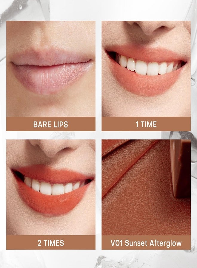 Mistine Makeup Velvet Lip Gloss Matte Lip Cream Liquid Lipstick Softening with Hyaluronic Acid Lip Tint, Non-Sticky Lightweight Lip Color V01 Sunset Afterglow 0.1 fl oz - Image 3