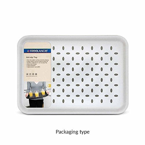 Freelance Anti Slip Serving Tray - 34 x 24 cm - White - Non-Slip Rubber Surface, Break-Resistant - Versatile Anti Skid PP Plastic Kitchen & Dining/Coffee Table Trays for Breakfast/Food/Tea - Image 4