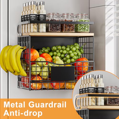 Clothink Magneitc Shelf for FridgeFruit Vegetable Potato Onion Organizers Storage Basket BinsMagnetic Spice Rack for Refrigerator Kitchen CountertopPantry and Cabinet - Image 3