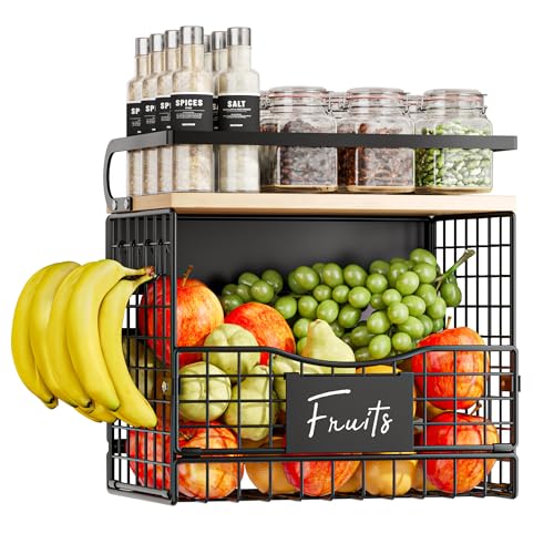 Clothink Magneitc Shelf for FridgeFruit Vegetable Potato Onion Organizers Storage Basket BinsMagnetic Spice Rack for Refrigerator Kitchen CountertopPantry and Cabinet - Image 1