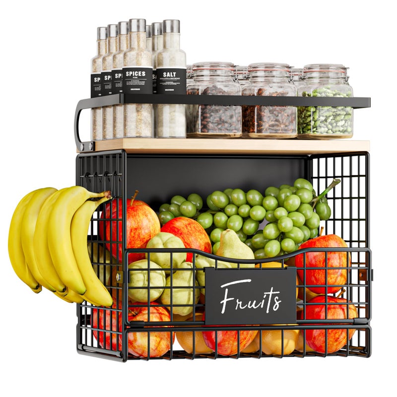 Clothink Magneitc Shelf for FridgeFruit Vegetable Potato Onion Organizers Storage Basket BinsMagnetic Spice Rack for Refrigerator Kitchen CountertopPantry and Cabinet - Image 2