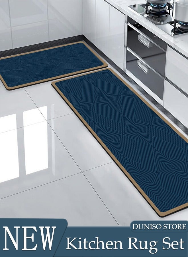 HOMESTAR 2 Pieces Diatom Mud Kitchen Mat Set Bathroom Bath Rug Extra Soft and Absorbent Rugs Non-Slip Quick Drying Floor Tub for Shower 40*60cm/40*120cm - Image 1