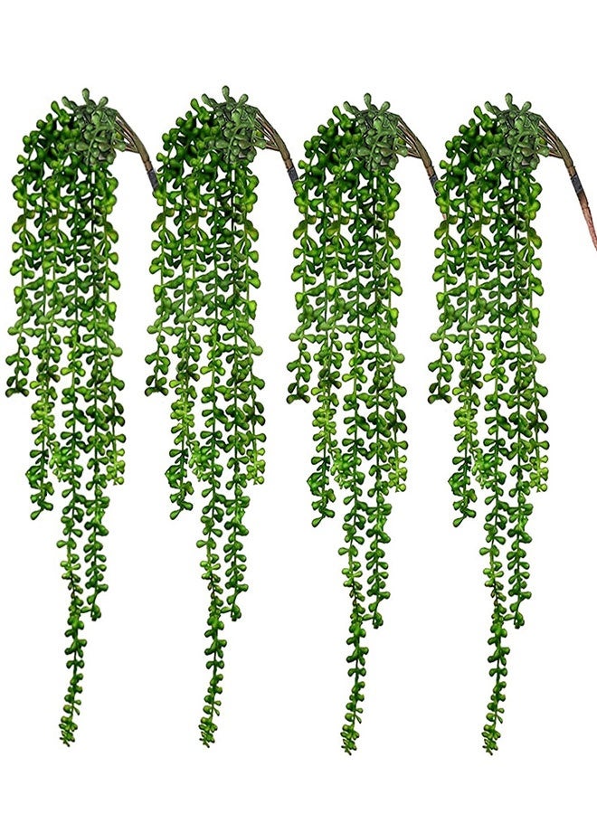 وهاواي 4pcs Artificial Succulents Hanging Plants Fake String of Pearls for Wall Home Kitchen Office Garden Wedding Decor 61cm Each Length - Image 1