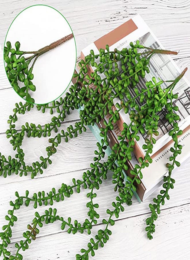 وهاواي 4pcs Artificial Succulents Hanging Plants Fake String of Pearls for Wall Home Kitchen Office Garden Wedding Decor 61cm Each Length - Image 3