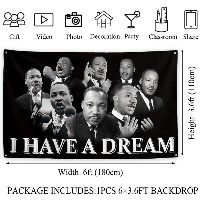 Yarcooly Martin Luther King Jr. Day Backdrop I Have A Dream Banner MLK Day Decor African American Martin Luther King Jr. Day Decorations for Home Party - Image 5