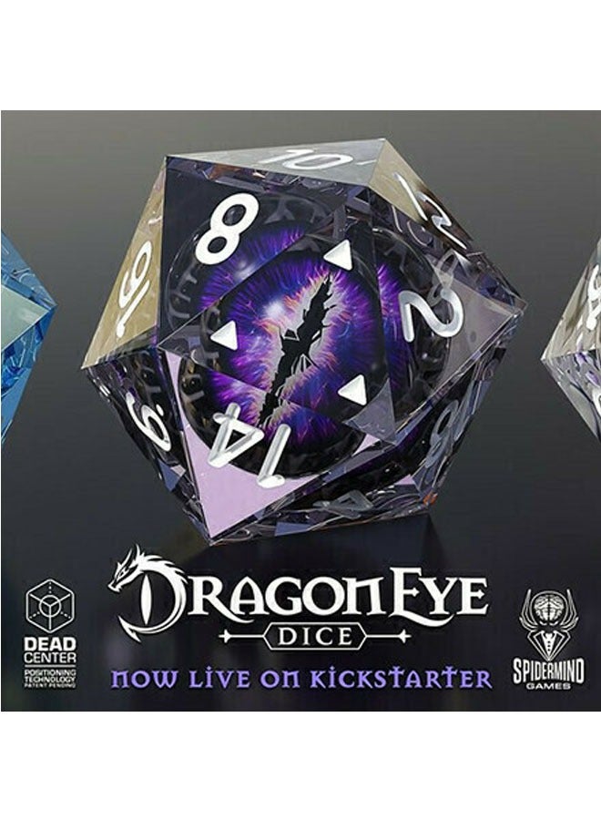 general Realistic Dragon's Eye Dice, Devil's Eye Dice, Shiny Dice Set Filled Eyeballs, Colorful Polyhedral Resin Dragon's Eye Dice Set (Purple) - Image 2