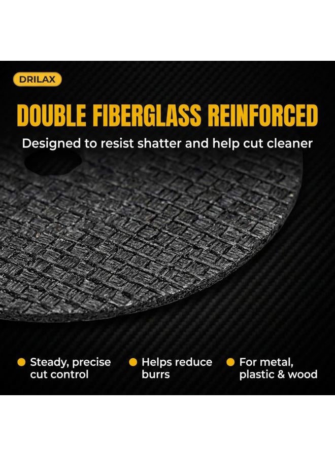 DRILAX Fiberglass Reinforced Cut-Off Wheels 50 Pieces 32mm Diameter Abrasive Cutting Tool Disc with (4) 402 Mandrels Included Rotary Discs Compatible with Dremel 426 426b 3,2 cm - Image 5