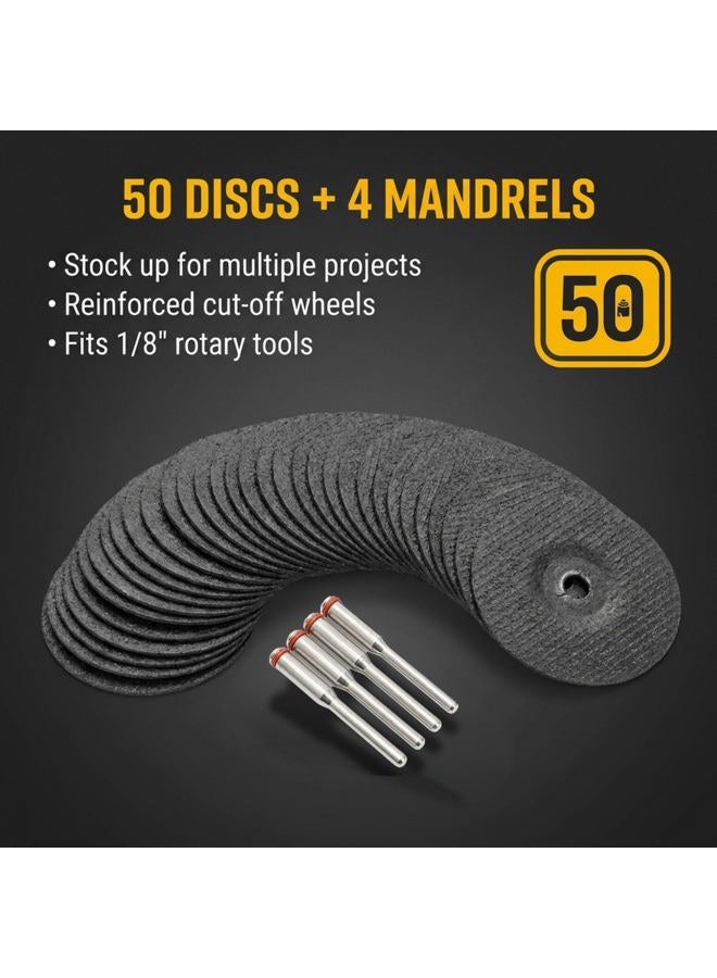 DRILAX Fiberglass Reinforced Cut-Off Wheels 50 Pieces 32mm Diameter Abrasive Cutting Tool Disc with (4) 402 Mandrels Included Rotary Discs Compatible with Dremel 426 426b 3,2 cm - Image 4