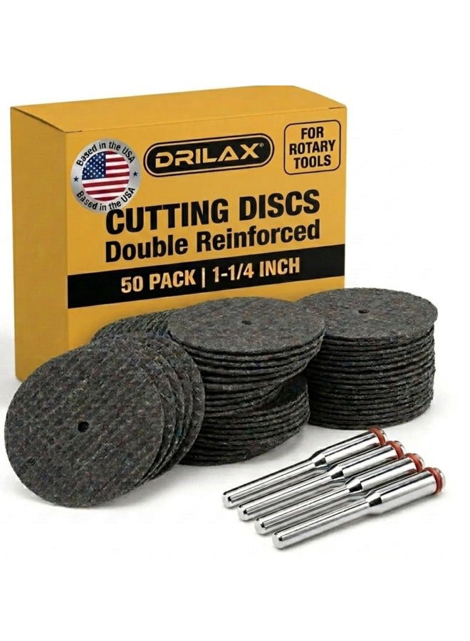 DRILAX Fiberglass Reinforced Cut-Off Wheels 50 Pieces 32mm Diameter Abrasive Cutting Tool Disc with (4) 402 Mandrels Included Rotary Discs Compatible with Dremel 426 426b 3,2 cm - Image 1