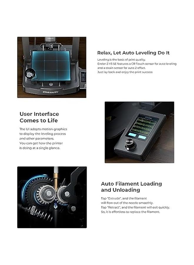 Topleo - 3D printer，Creality Ender-3 V3 SE 3D Printer with CR Touch Auto Leveling 220*220*250mm Printing Size and Sprite Direct Extruder Stable Dual Z-axis Ensuring High Print Quality with 3.2in Color Knob Scr - Image 1