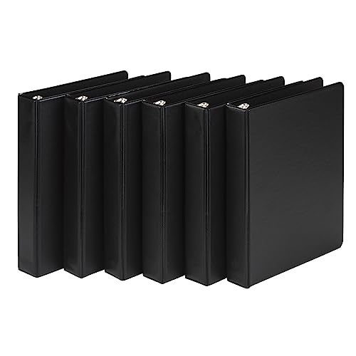 Samsill Economy 3 Ring Mini Binder, Made in The USA, 1-Inch Round Ring Binder, Holds 100 Sheets, Black, 6 Pack (MP32300) - Image 1