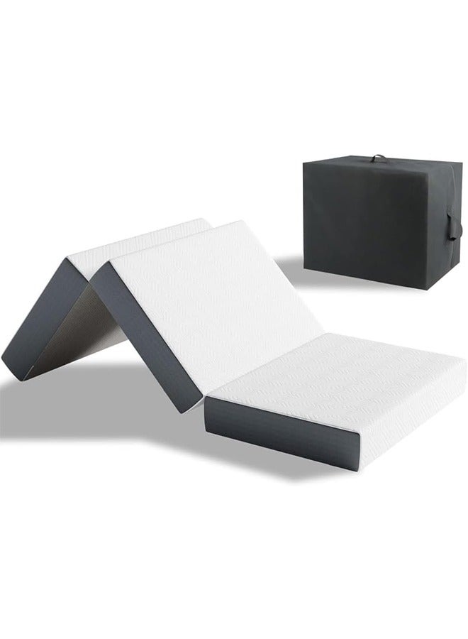 يواوليتي مرتبة قابلة للطي، مرتبة سرير مفرد ثلاثية الطي مع قاعدة مانعة للانزلاق، مرتبة تخييم متعددة الاستخدامات للسرير المفرد المنزلي، استضافة الضيوف والتخييم في الهواء الطلق (77 بوصة × 38 بوصة × 4 بوصة، أبيض) - Image 3