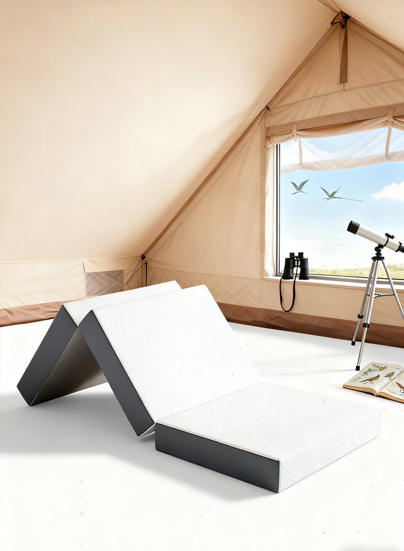 يواوليتي مرتبة قابلة للطي، مرتبة سرير مفرد ثلاثية الطي مع قاعدة مانعة للانزلاق، مرتبة تخييم متعددة الاستخدامات للسرير المفرد المنزلي، استضافة الضيوف والتخييم في الهواء الطلق (77 بوصة × 38 بوصة × 4 بوصة، أبيض) - Image 4