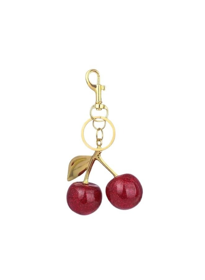 سلسلة مفاتيح على شكل حقيبة على شكل كرز، سلسلة مفاتيح لطيفة مع حلقة مفاتيح معدنية ومشبك، سلسلة مفاتيح على شكل كرز للمحفظة، والمفتاح، وجهاز التحكم عن بعد للسيارة، وإكسسوارات الحقائب للنساء والفتيات - Image 5