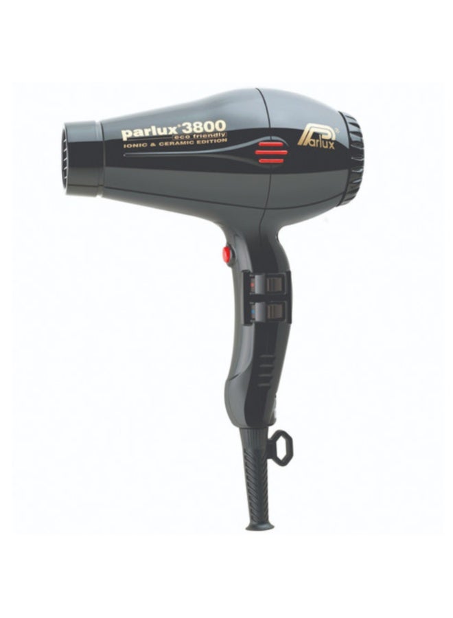 Parlux 3800 Hair Dryer Eco Friendly Ionic and Ceramic [European Plug 220V] Black 1unit - Image 1