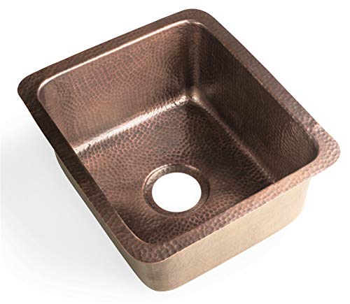 Monarch Abode 17-inch Hand Hammered Pure Copper Highball Dual Mount Drop in Kitchen Sink, Drop in or Undermount Kitchen Sink, Deep Single Rectangular Bowl - Image 1