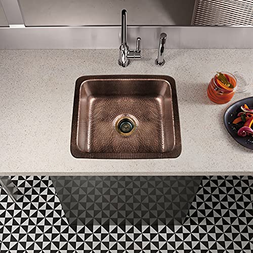 Monarch Abode 17-inch Hand Hammered Pure Copper Highball Dual Mount Drop in Kitchen Sink, Drop in or Undermount Kitchen Sink, Deep Single Rectangular Bowl - Image 3